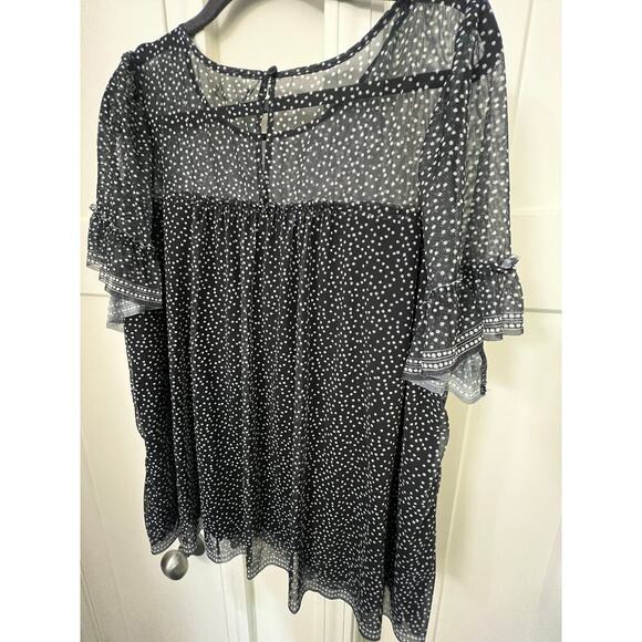 Max Studio Tops - MAX STUDIO NWT SHEER BLACK AND WHITE POLKA DOT BLOUSE WOMENS PLUS SIZE 2X